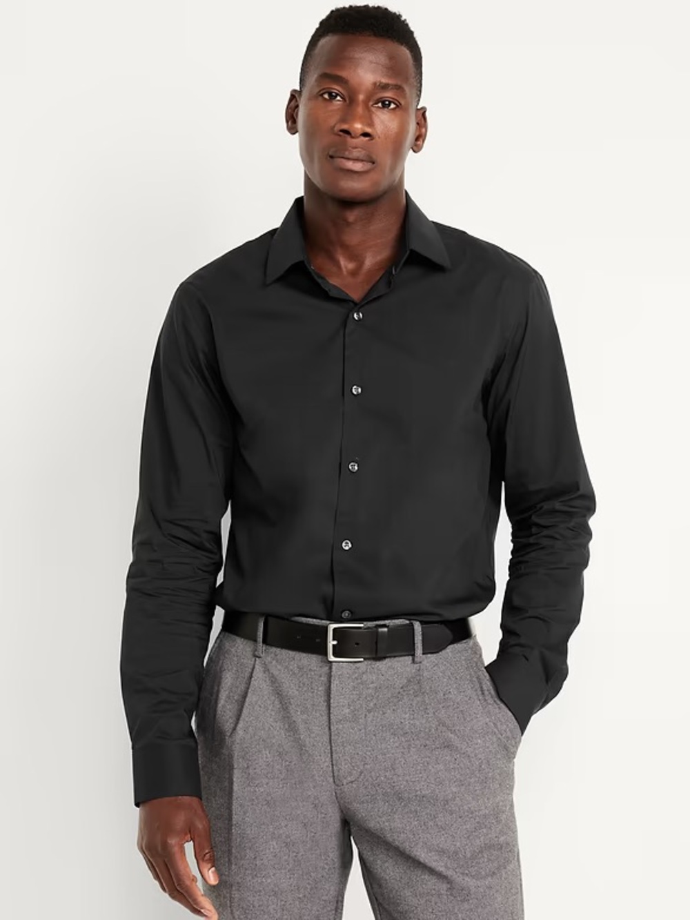 Old Navy Black Slim-Fit Signature Performance Long Sleeve Dress Shirt